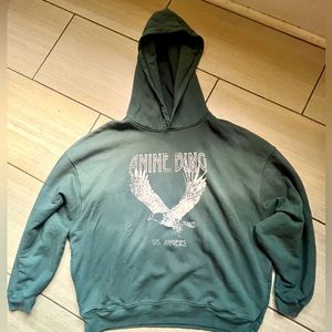 Anine Bing ash hoodie eagle in faded emerald green